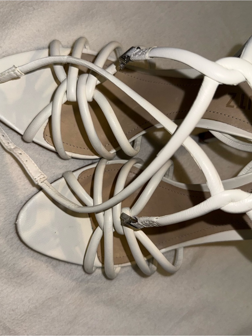 SCHUTZ White Strappy High-Heel Sandals
